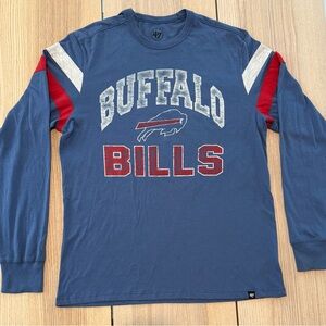 47 Brand Buffalo Bills Blue and Red Long Sleeve Tee Medium NFL Womens